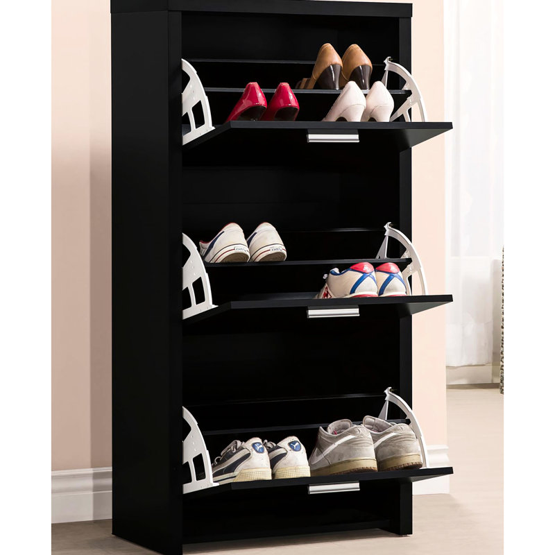 Porte-chaussures noir 3 avec un style sophistiqué pour un espace de rangement sécuritaire et dissimulé