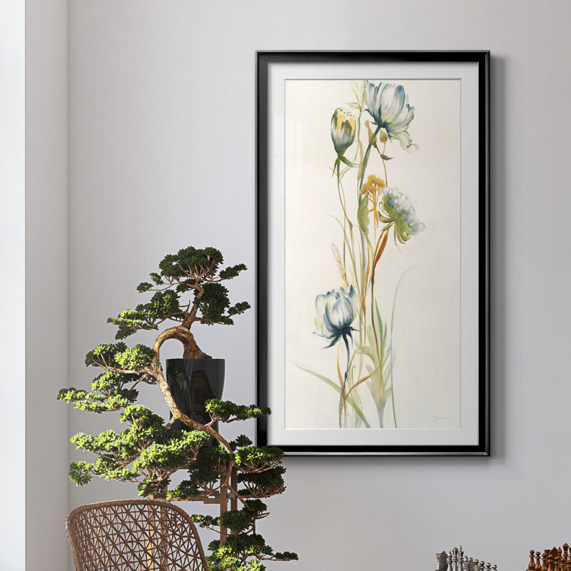 «Late Summer Wildflowers I», reproduction d'art, H 40 po x l 20 po x P 1,25 po, Papier avec cadre doré, Blanc