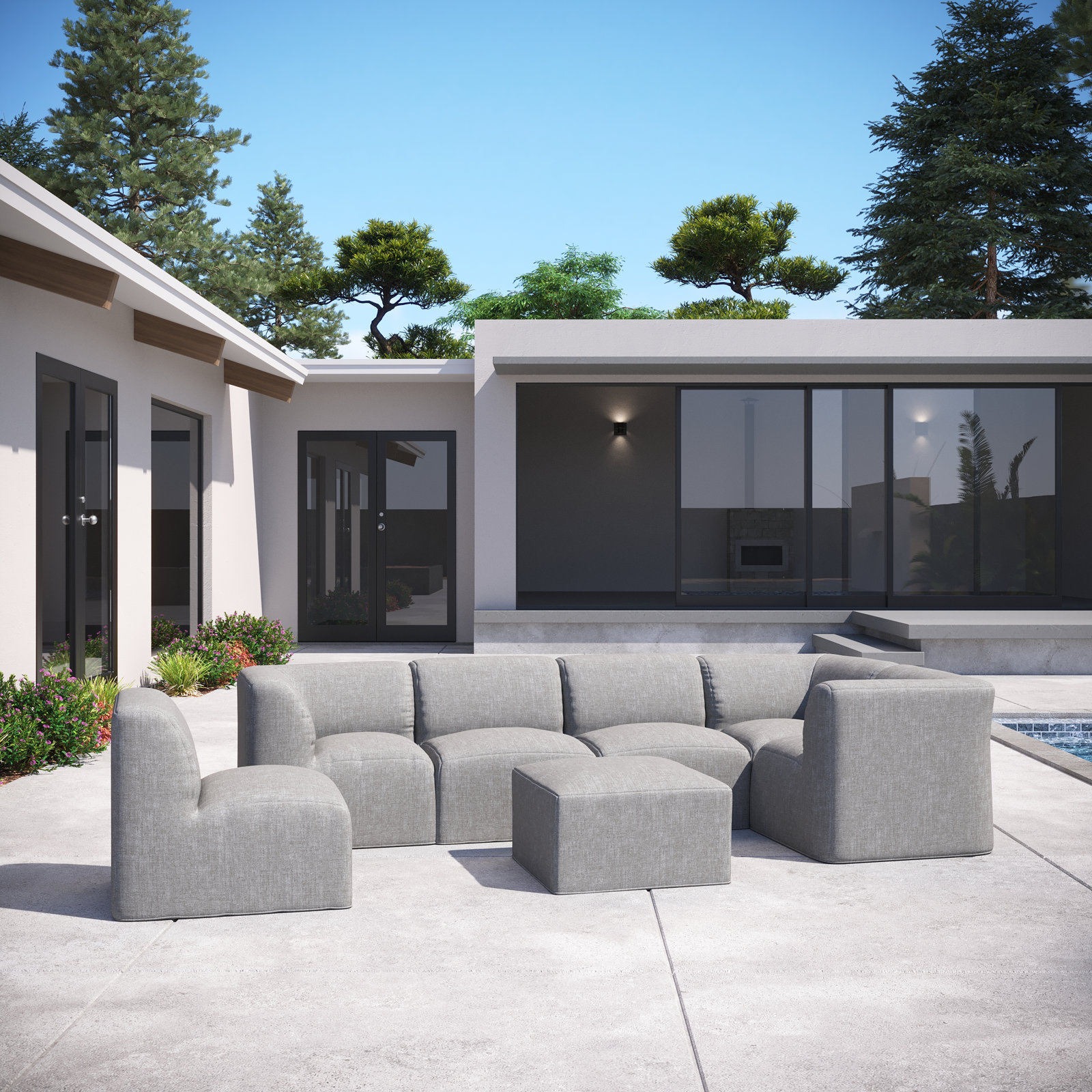 Praia Sunbrella® Patio Seating Group, Canvas Granite Sunbrella® Canvas