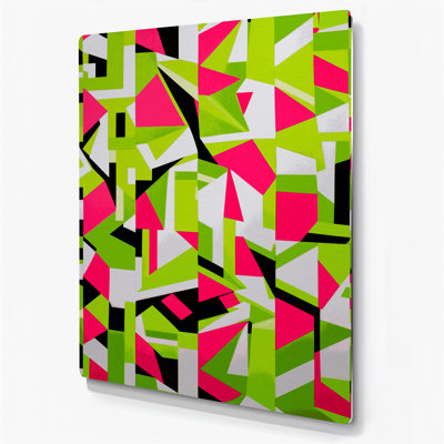 Abstrait, formes, 59, art mural en métal vert