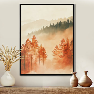 «Autumn Forest Veil Mountain I - Orange Woodland», art mural