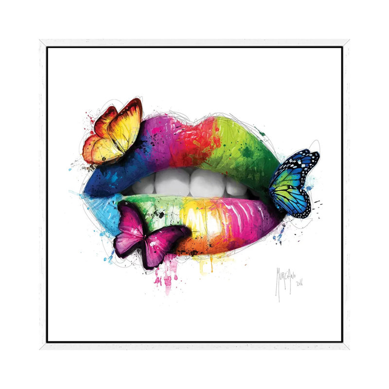 Butterfly Kiss by Patrice Murciano - Floater Frame Gallery-Wrapped Canvas Giclée on Canvas, White, 66.04 cm H x 66.04 cm W