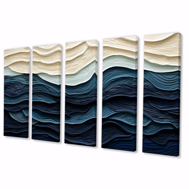«Blue Coastal», art mural 5 pièces (sans textures), H 28 po x l 60 po
