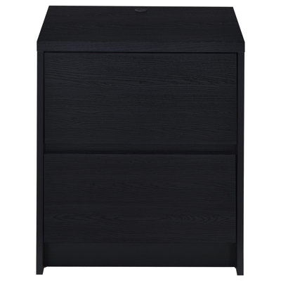 Geary Black 2-Drawer Nightstand LED Lights And USB