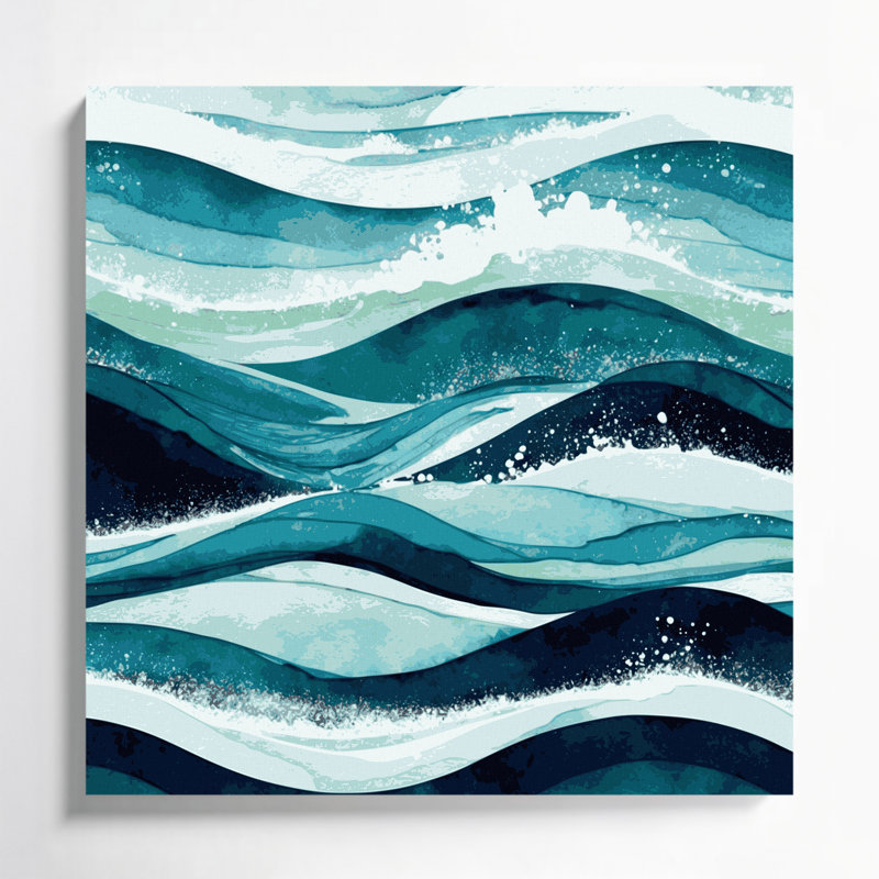 Art mural sur toile bleu, H 32 po x l 32 po