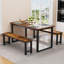 Dining Room Table Set With 2 Benches, Farmhouse Dining Table Set For 4, Wood Breakfast Table Set