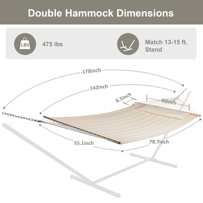 Volkrad 2 Person Spreader Bar Hammock, Beige