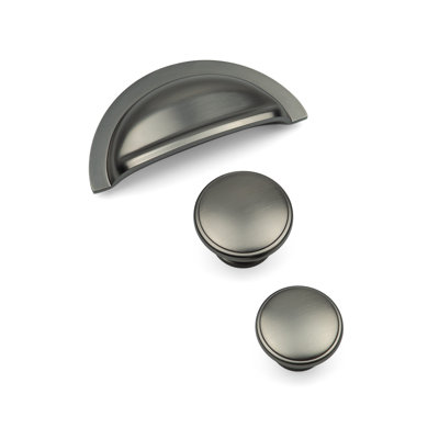 Gunmetal Cup Handle & Coordinating Knobs