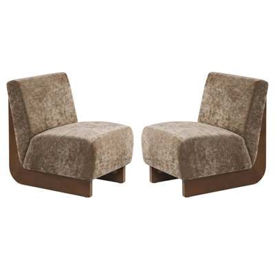 Vierra Mid-Century Modern Upholstered Accent Chair with Curved Solid Wood Frame & Sloped Back for Living Room, Bedroom & Reading Nooks