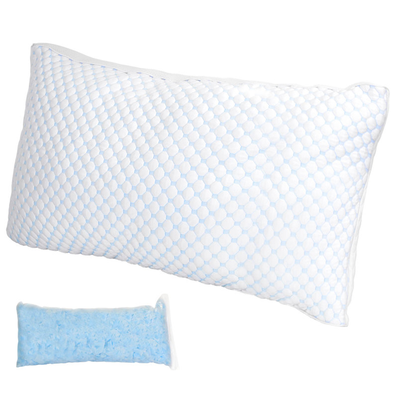 Oreiller en mousse viscoélastique déchiquetée réglable avec housse supplémentaire lavable en machine pour les personnes qui dorment sur le dos