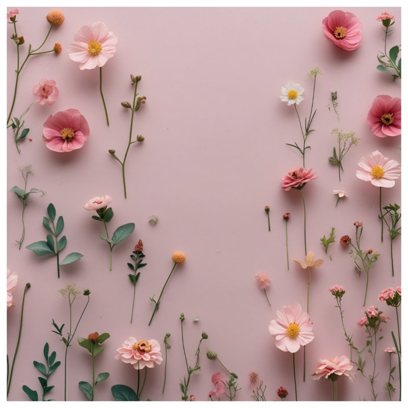 Tapis de bain rose à motif de fleurs sauvages, 24in W x 17in L