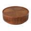 Table basse d'appoint en bois à motif treillis rond avec rangement Hiddern et grille effet bois massif pour espace de vie principal-130136395