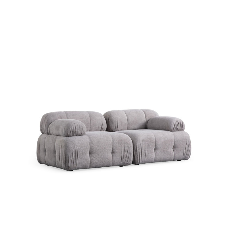 Stylish 2-Seat Sofa, Light Grey, 74.8 x 37.4 x 29.5 inches | Durable Beech Wood & Chipboard Frame, 100% Polyester Fabric | Soft Foam & Silicone Back Support, Perfect for Living Room & Modern Décor