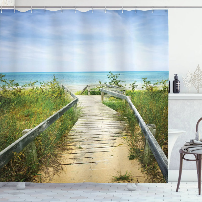 Shower Curtain with Hooks Included, 69" H x 105" W