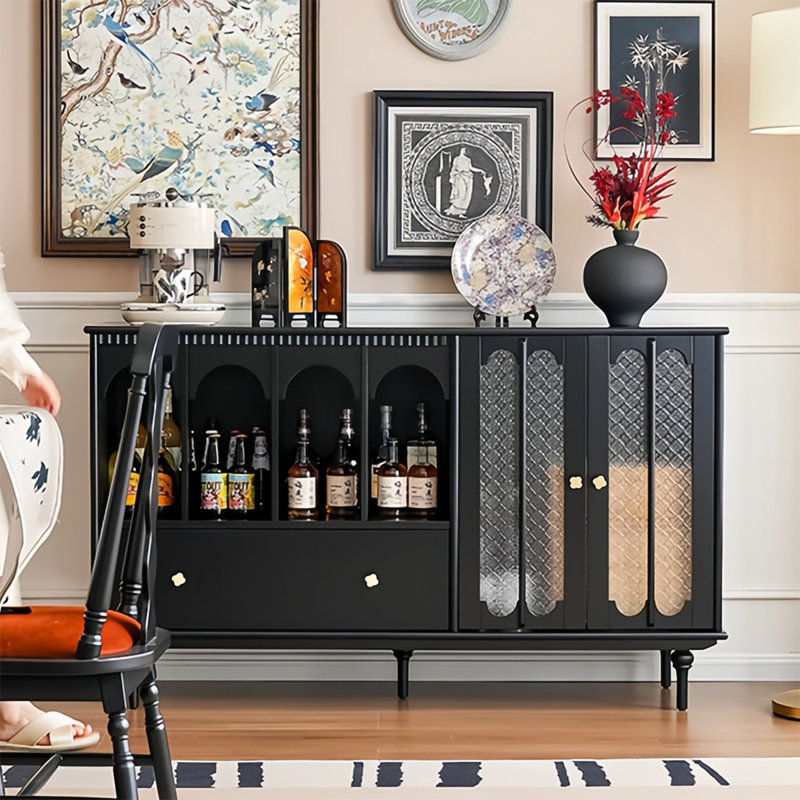 Buffet de rangement style français rétro, Noir