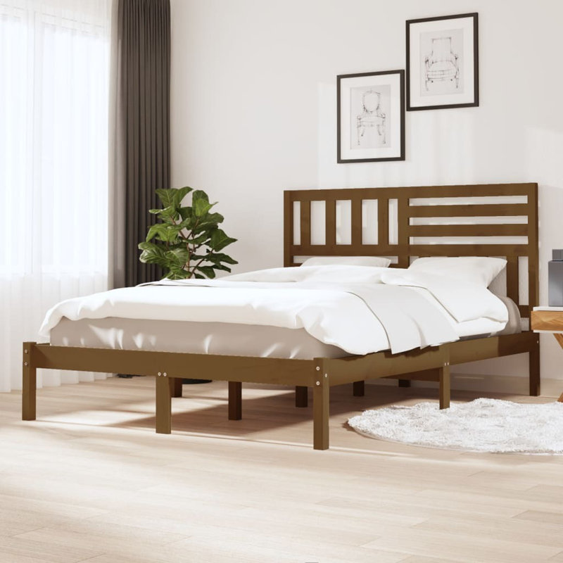 Bed Frame Solid Wood, natural, European Double (140 x 200cm)