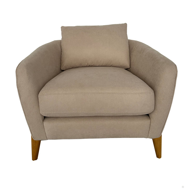 Fauteuil d'appoint rembourré avec coussin de dossier, Beige
