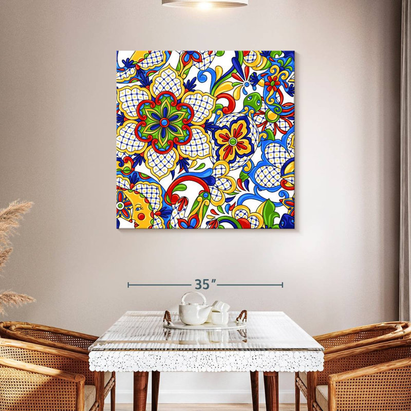 Kerner Bold Talavera Flowers, 39" H x 39" W