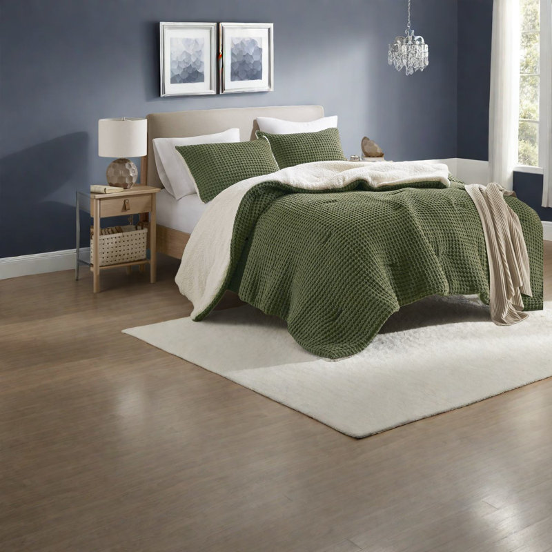 Ensembles de literie luxueux en chenille olive, édredon douillet en tricot gaufré pour la maison
