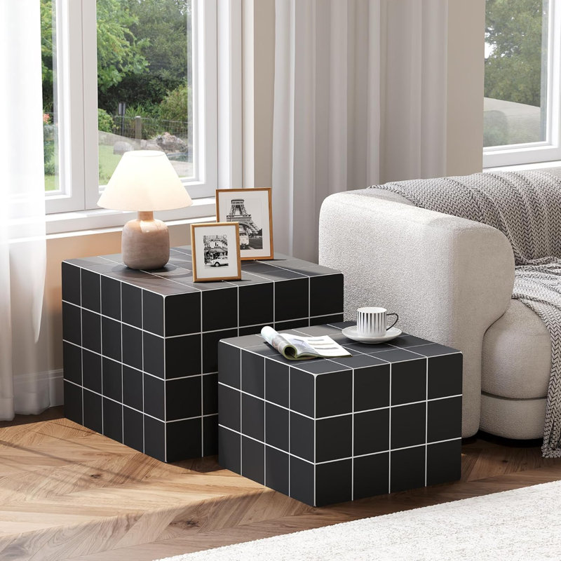 Ensemble de 2 tables basses gigognes, Noir