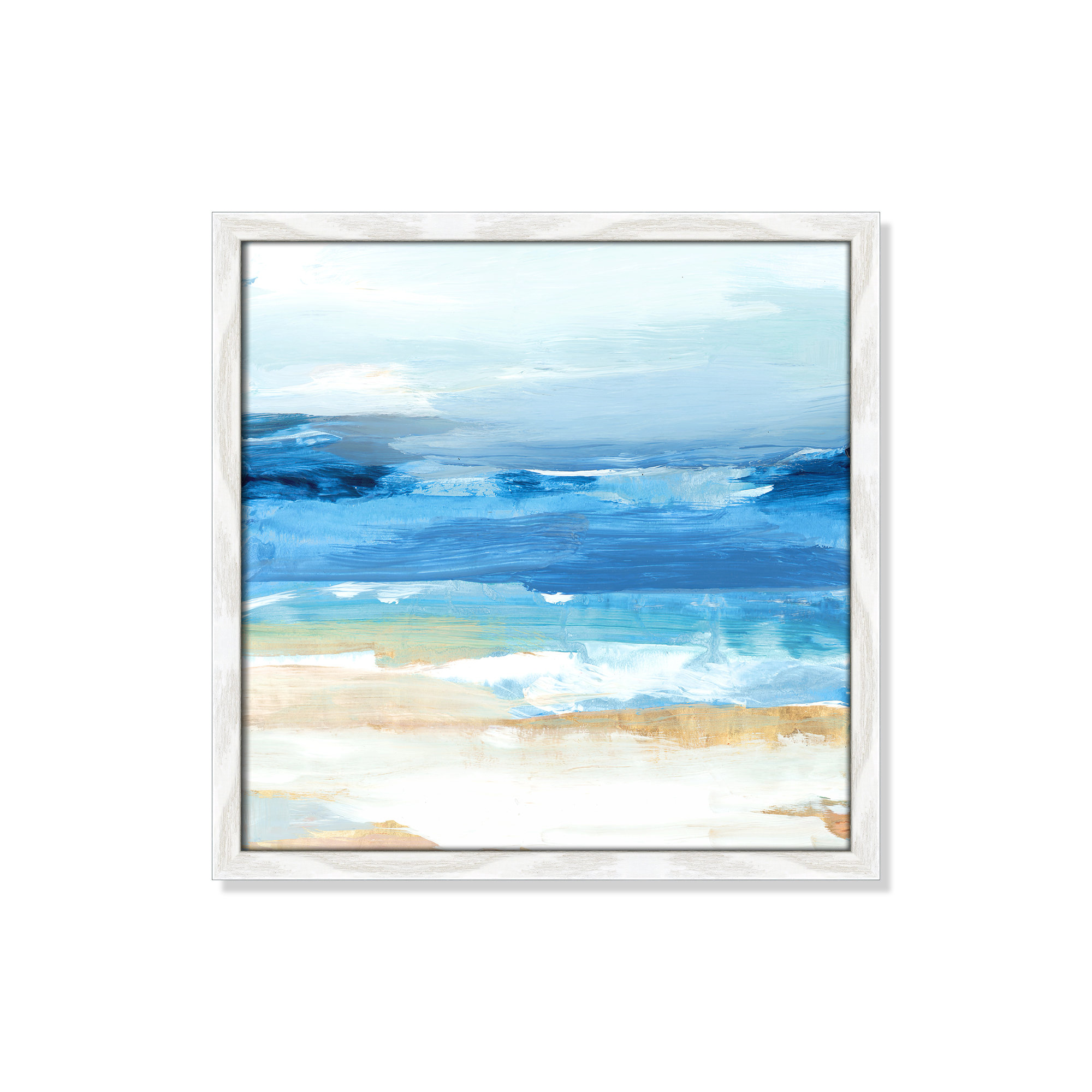 Surface Waves - Picture Frame Painting Print, 17" H x 17" W x 0.75" D, White Framed