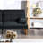 Adjustable Living Room Bed, Black Polyfiber With Solid Wood Construction For Space, Legs And-477701415
