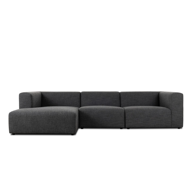 Lawndale 3PC LAF Sectional-Saxon Charcoal, Left Hand Facing, Saxon Charcoal Polyester Blend