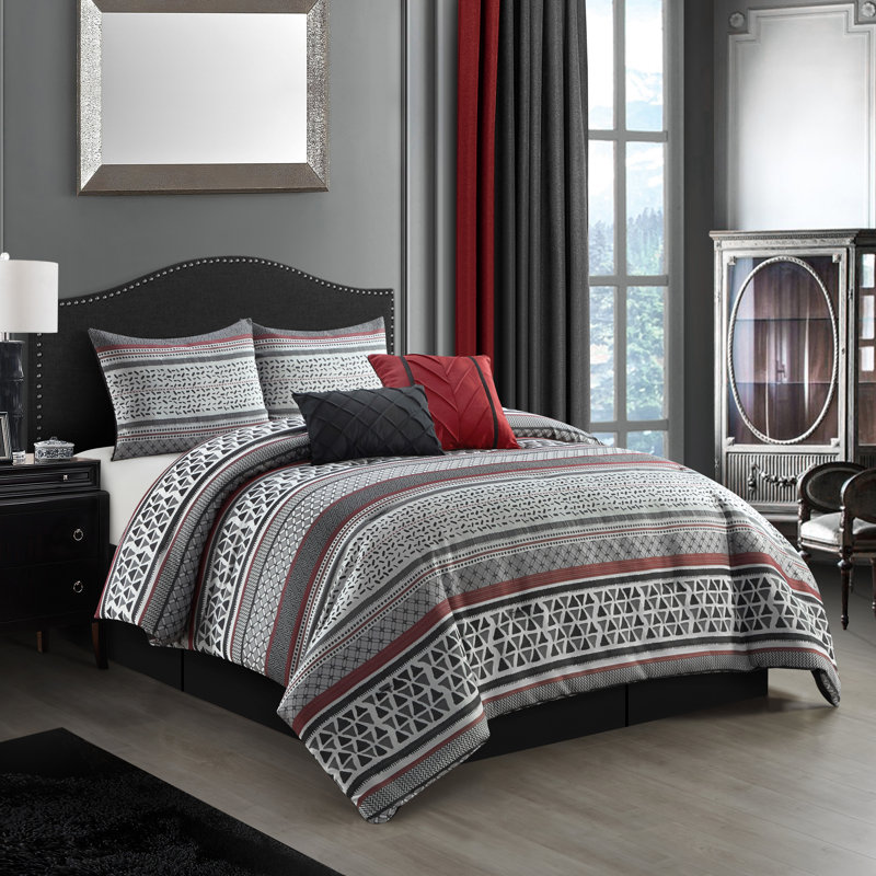 Hamilton Gray Microfiber 6 Piece Comforter Set, Queen Comforter + + 5 Additional Pieces 