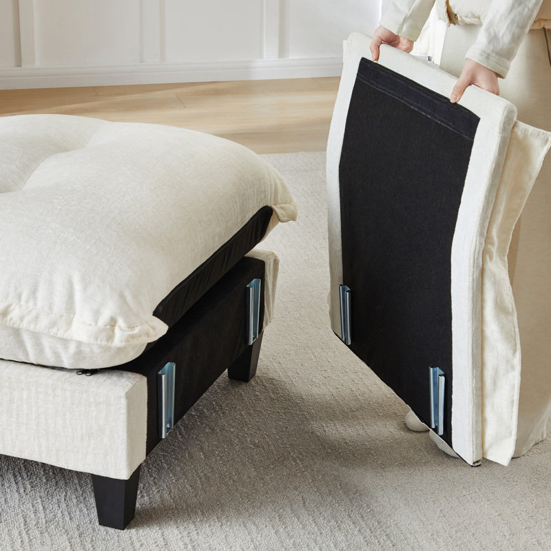 77 po à 2 places avec tissu en chenille beige respirant et coussins de siège, convient au salon appartement de chambre à coucher, conception modulaire, différentes configurations de sièges, structure idéale
