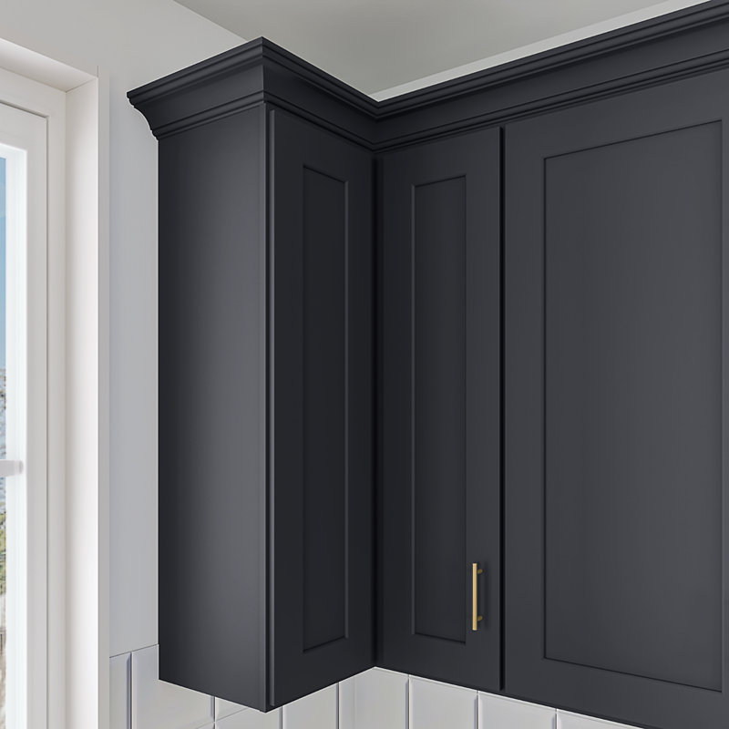 Armoire murale d'angle, L 24 po x H 42 po x P 12 po, Noir Shaker