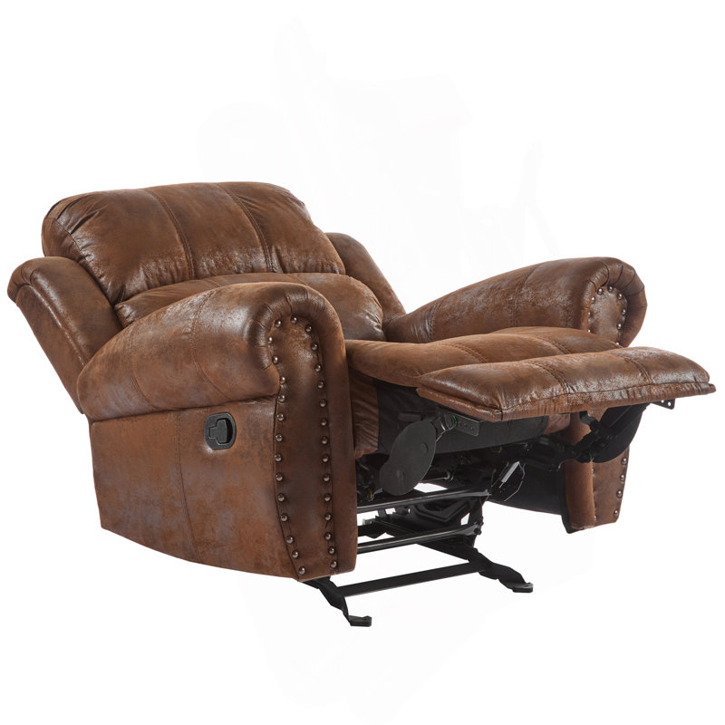 Fauteuil inclinable manuel en daim de 40,75 po de largeur, Brun