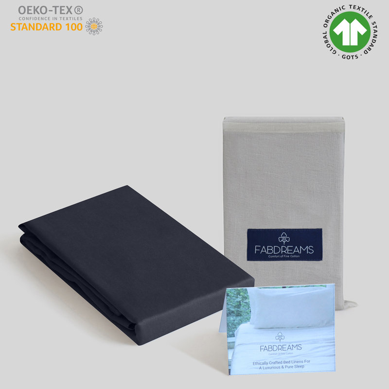 Percale 300 Thread Count Organic 100% Cotton Pillowcase, Dark Gray, King