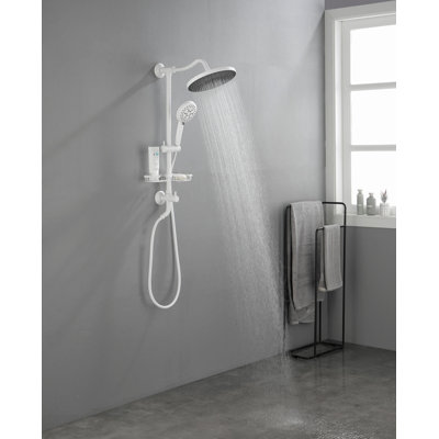 Système de douche ShowerSpas, avec pomme de douche à effet pluie de 10 po, douche à main à 4 fonctions, barre coulissante réglable et porte-savon