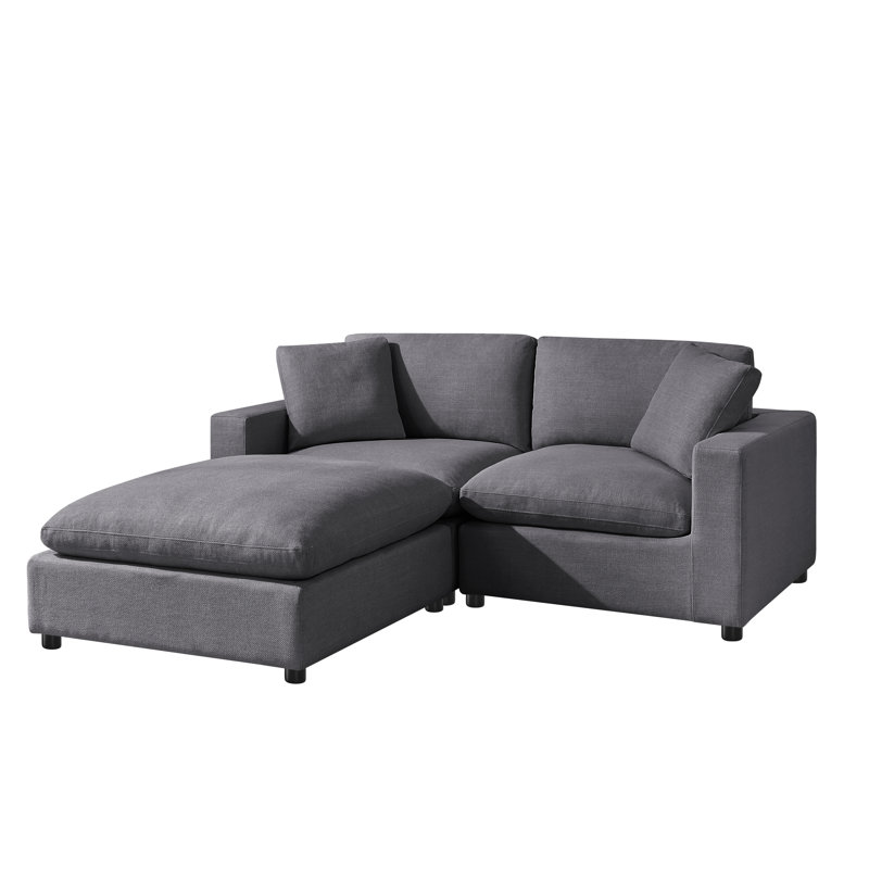 Vinessa Modular 3-Piece Sofa, Gray Polyester