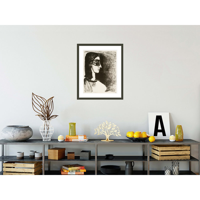 Buste de profil (Portrait de Jacqueline) par Pablo Picasso, impression giclée encadrée, H 28,43 po x l 23,5 po