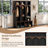Farmhouse Wooden Hall Tree with Walnut Bench and Storage Cubbies-1241610015