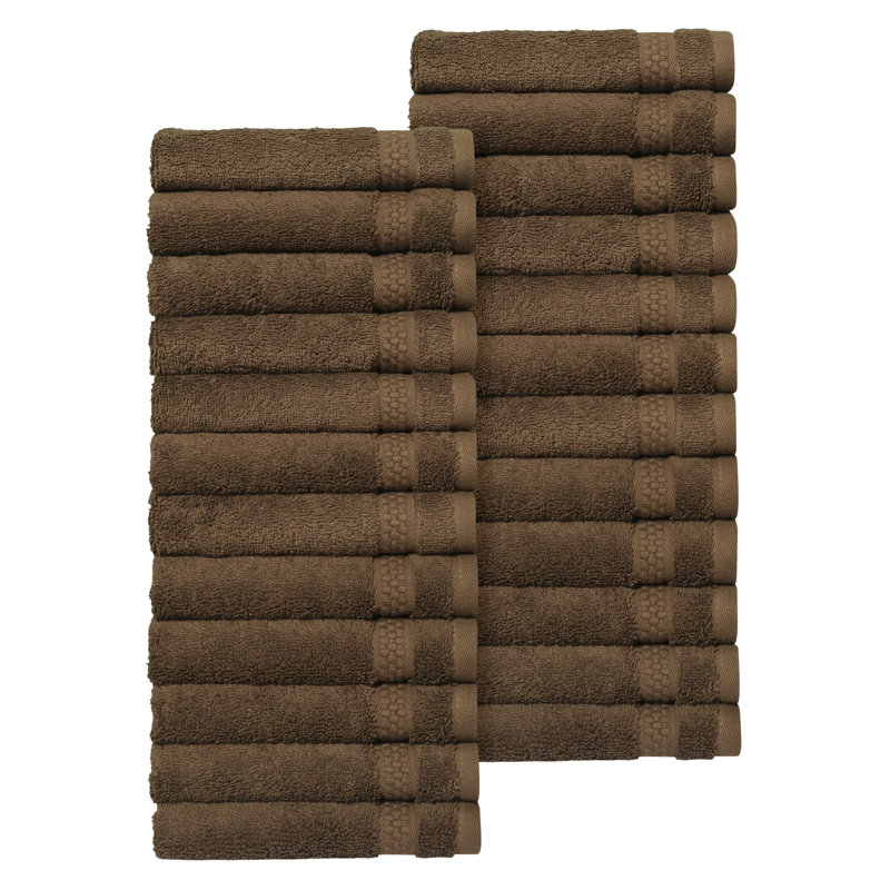 STARLIGHT Turkish Cotton Terrycloth Washcloths, Brown