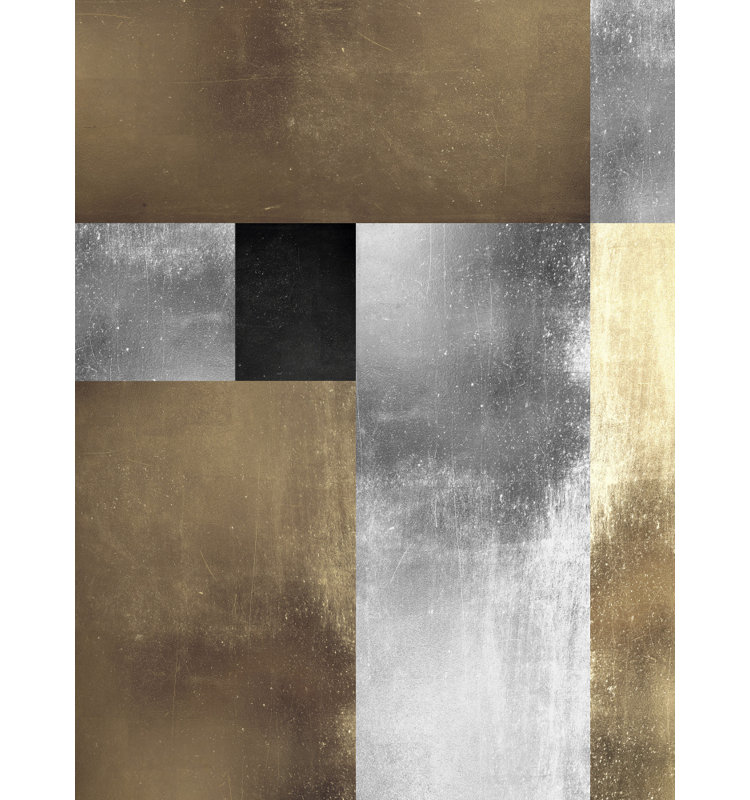 Geometric Metal Textures Print, 32 × 48, Wrapped Canvas, Gold/Tan/Black/Brown/White