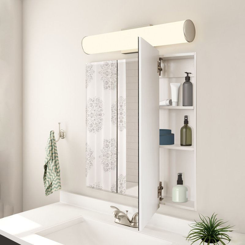 Armoire à pharmacie pour salle de bain, fixation murale, miroir, brillant transparent, H 30,1 po x l 30,4 po x P 4,4 po