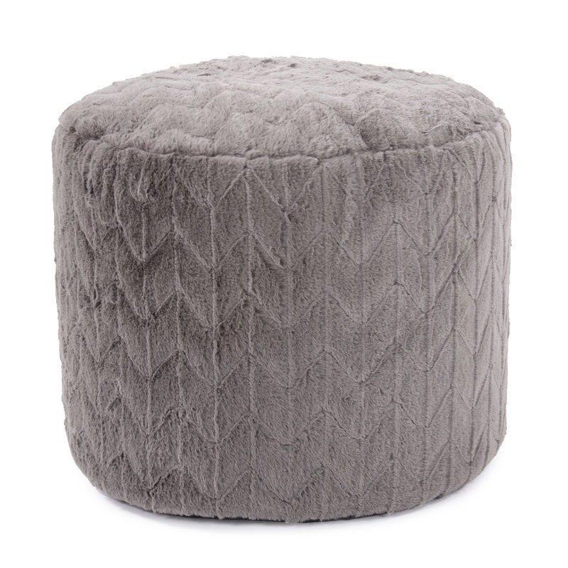 Upholstered Pouf, Angora Stone Polyester