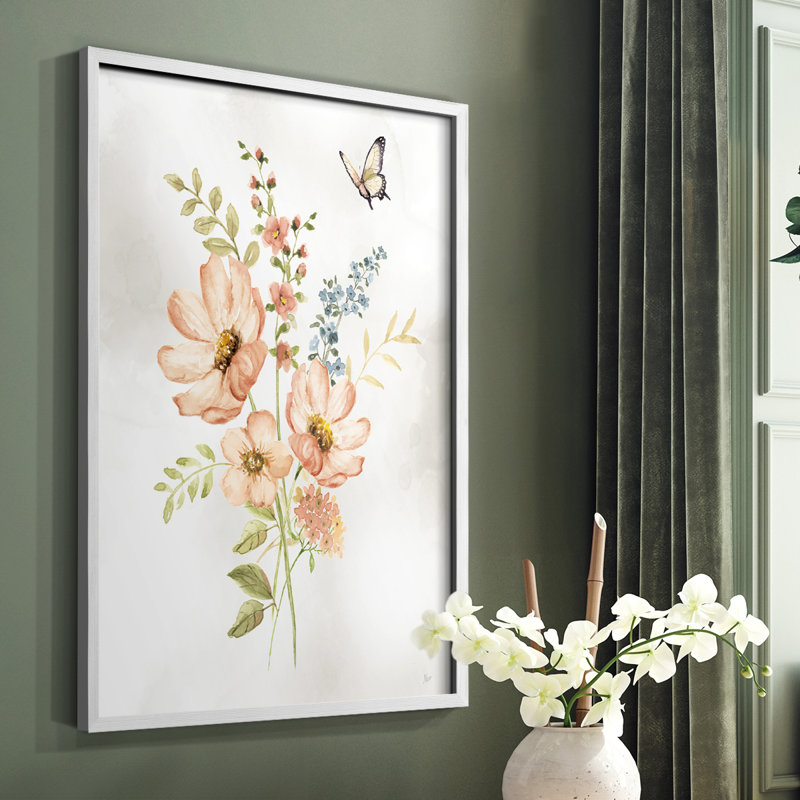 «Summer Arrangement II», reproduction encadrée - bois massif, Blanc, H 14 po x l 11 po