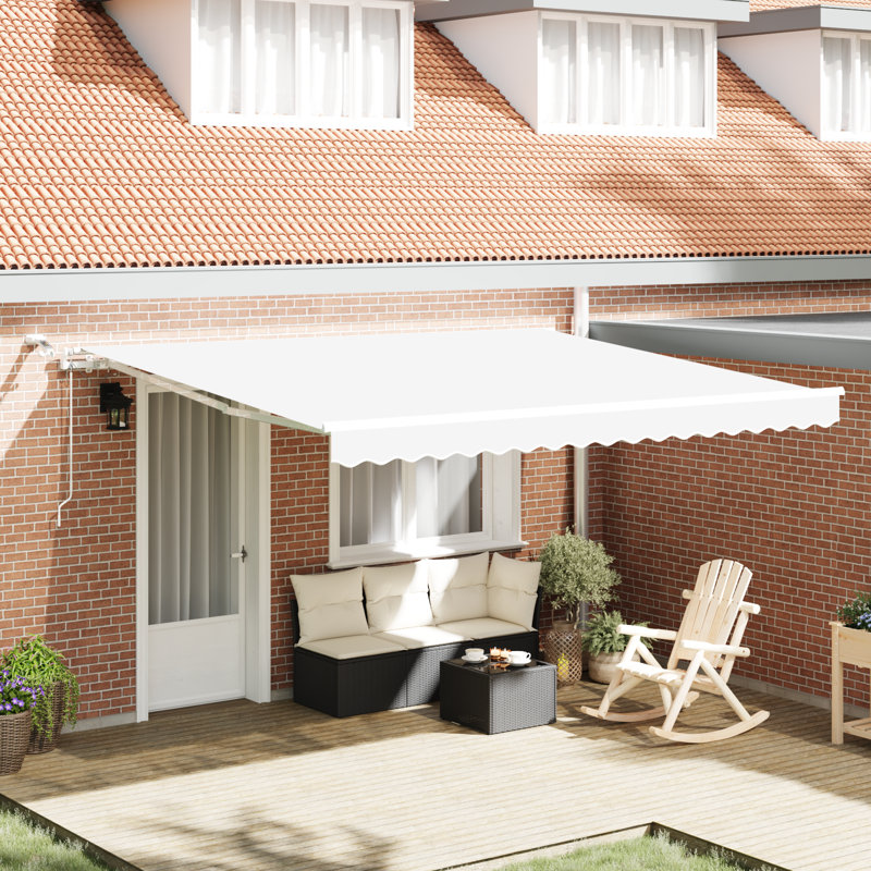 Brayden Studio Retractable Patio Awning, 400 cm W x 300 cm D, White