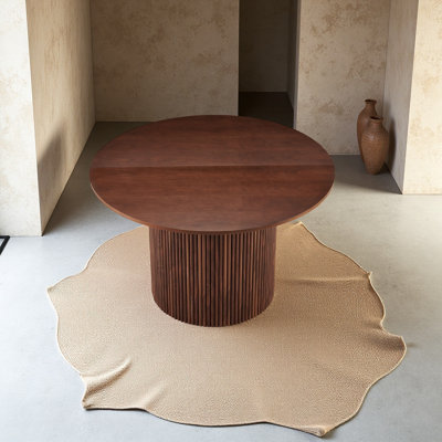 Table de salle à manger 47 po pour 4 personnes, style campagnard avec base à lattes