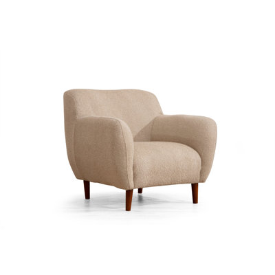Cappuccino Wing Chair, Modern Design | 100% Polyester Fabric, 37.4 x 33.9 x 37.8 inches | Beech Wood & Chipboard Frame, Includes 2 Pillows | Fixed Cushion, Dry-Cleanable, Perfect for Living Room & Hotel Decor
