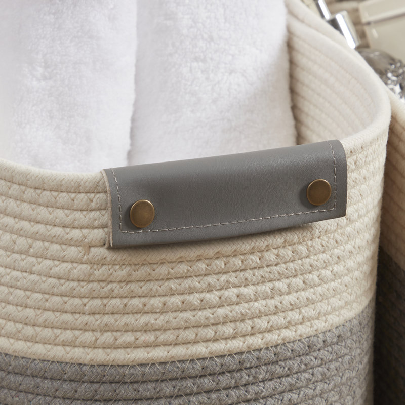 Ensemble de bacs en tissu, Blanc / gris