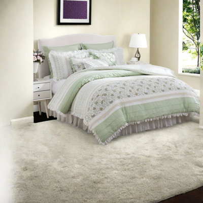 Premium Cotton Bedding Sets Sage Green Farmhouse Style Cal King
