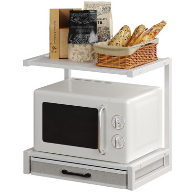 17.3" Printer Stand 3 Tier Desktop Organizer Metal Frame Fabric Drawer Office Storage Shelf