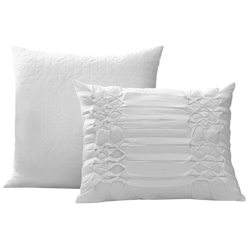 White Triple Diamond Textured Microfiber Throw Pillow Set