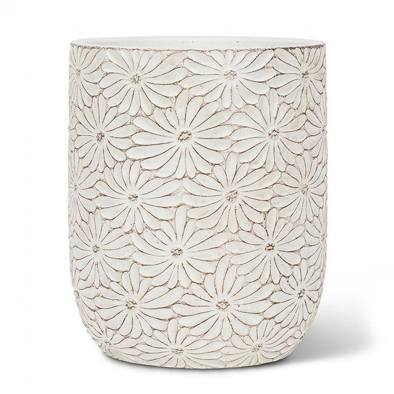 Daisy Pattern Planter Or Vase, 6.75" H x 6.75" W x 8" D