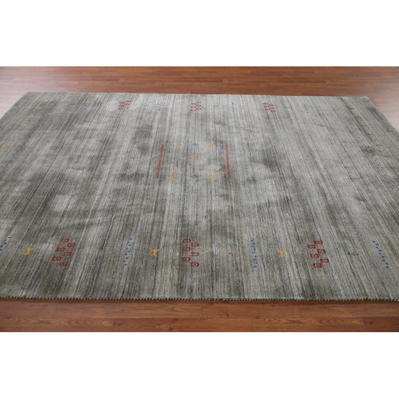 Tapis vert et gris Gabbeh